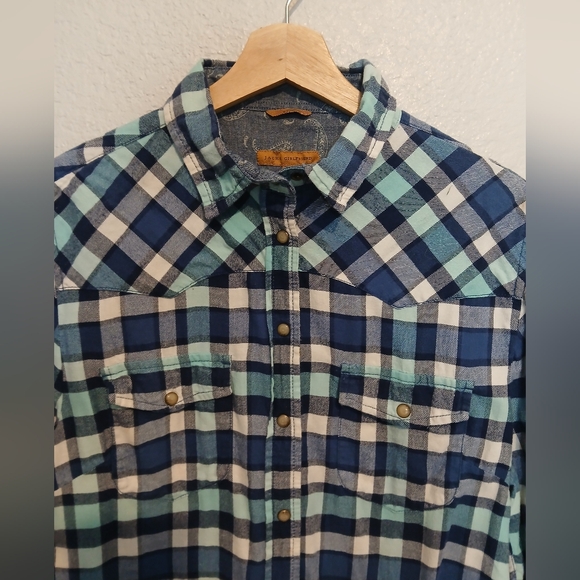 Jachs Girlfriend Bea 100% Cotton Plaid Snap Button-Up Flannel Long Sleeve Shirt - Picture 4 of 9